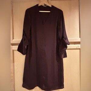 Elegant Express V-Neck Eggplant Burgundy Dress